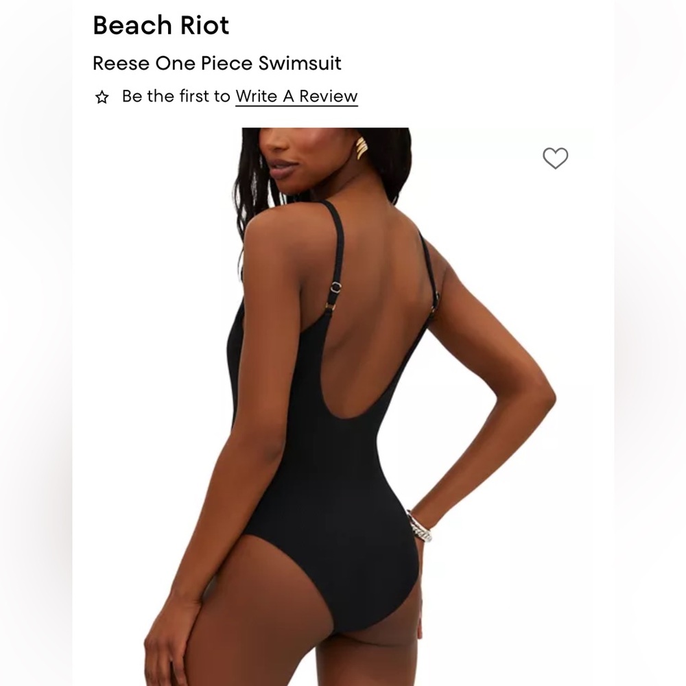 NWOT Beach Riot Reese Black Ribbed One-Piece Swimsuit - Picture 6 of 6